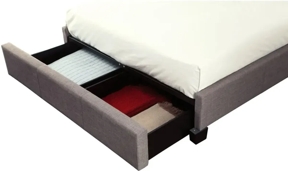 Adona King-Size Upholstered Storage Bed in Dolphin Linen