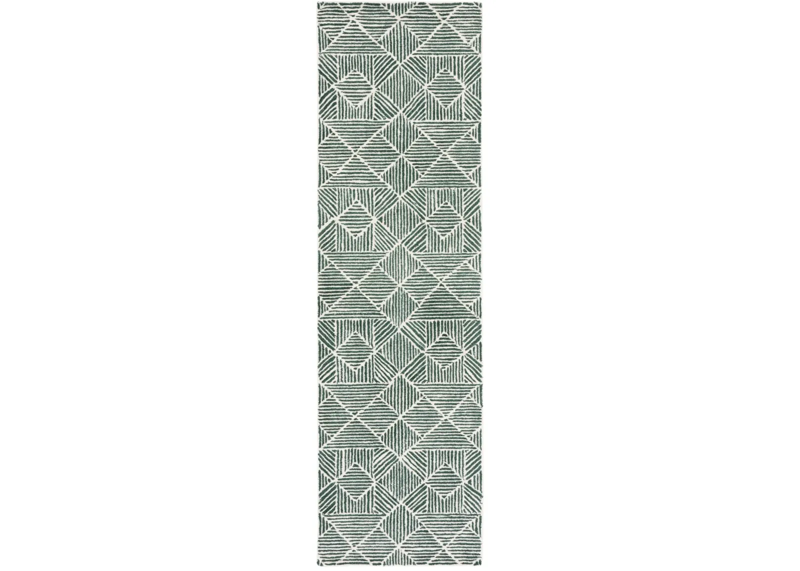 ABSTRACT 763 DARK GREEN  2'-3' x 14' Runner Rug