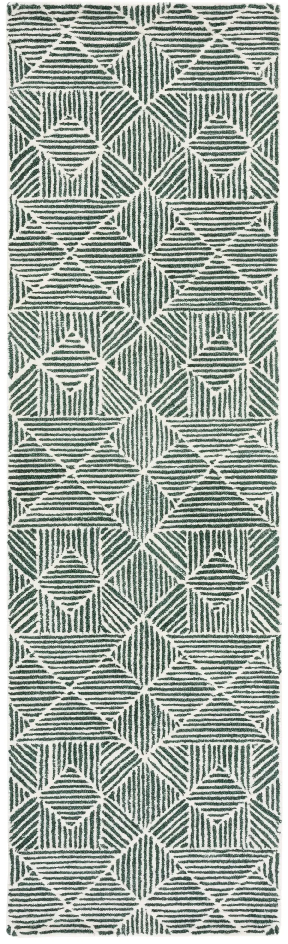 ABSTRACT 763 DARK GREEN  2'-3' x 14' Runner Rug