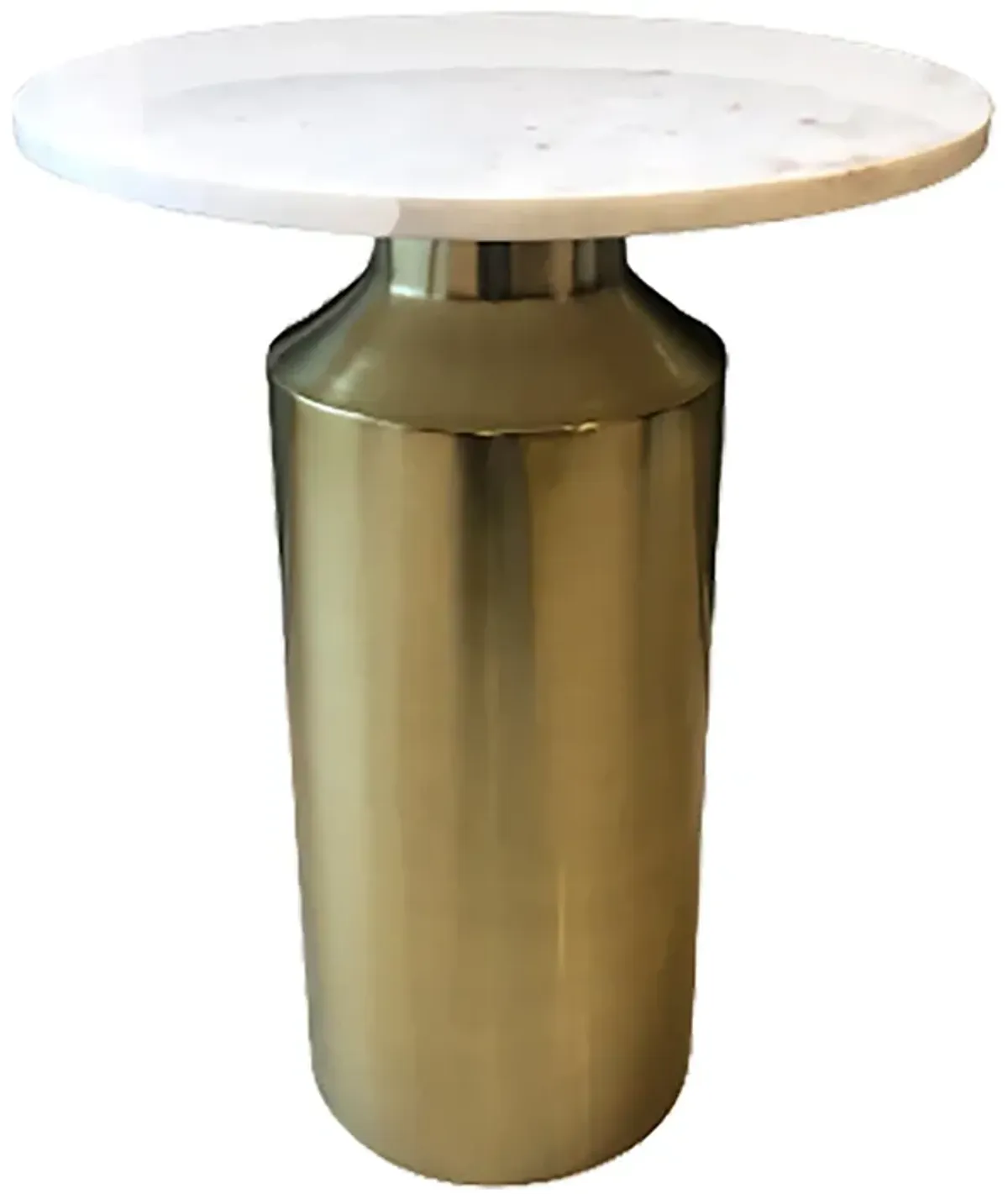 Metal, 22" Marble Top Side Table, Gold Kd