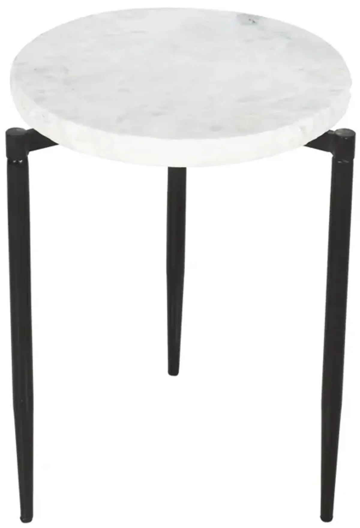 Rosetta Black & White Marble Industrial Accent Table