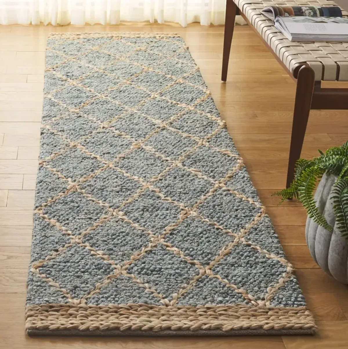 NATURAL FIBER 475 LIGHT BLUE  2'-3' x 9' Runner Rug