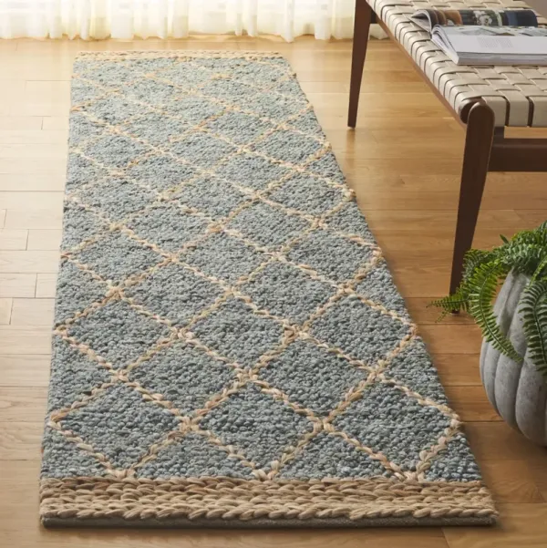 NATURAL FIBER 475 LIGHT BLUE  2'-3' x 9' Runner Rug