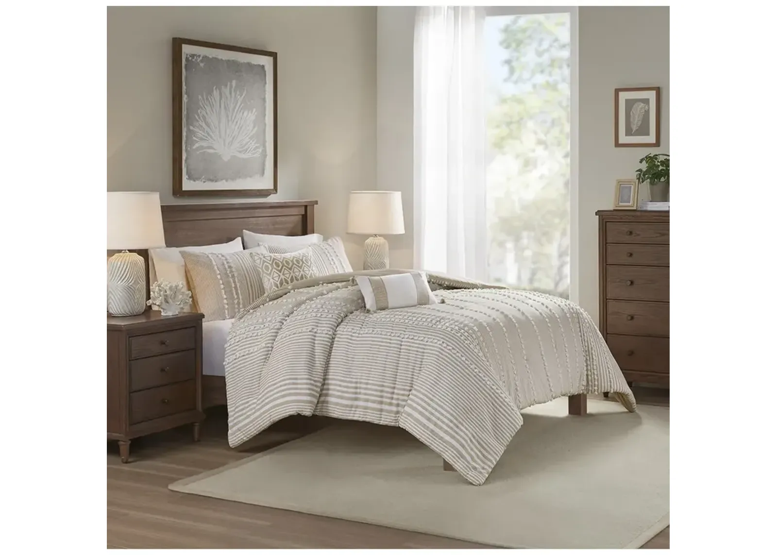 Harbor House Anslee Taupe 3 Piece Cotton Yarn Dyed Duvet Cover Set