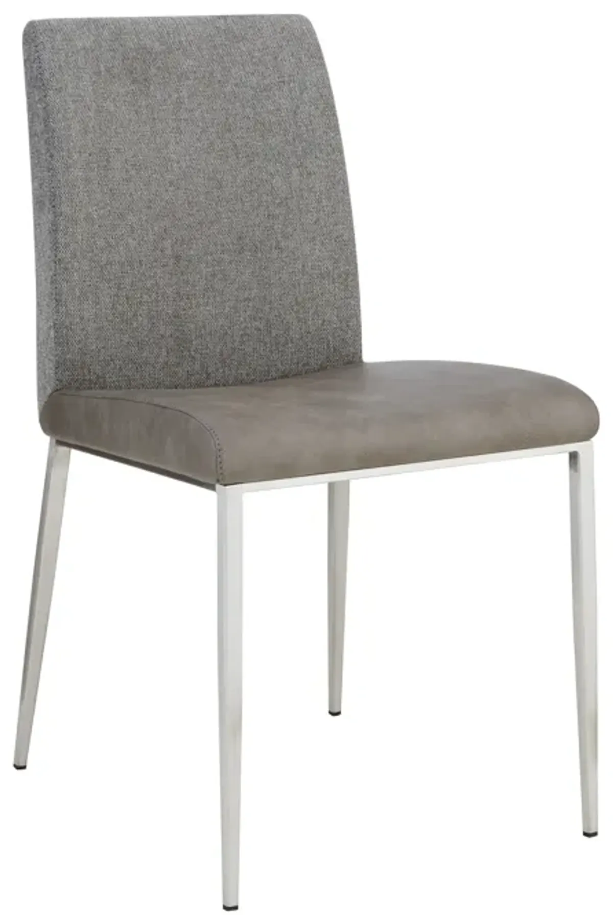 Rasmus Side Chair with Light Gray Seat and Back with Brushed Stainless Steel Legs - Set of 2