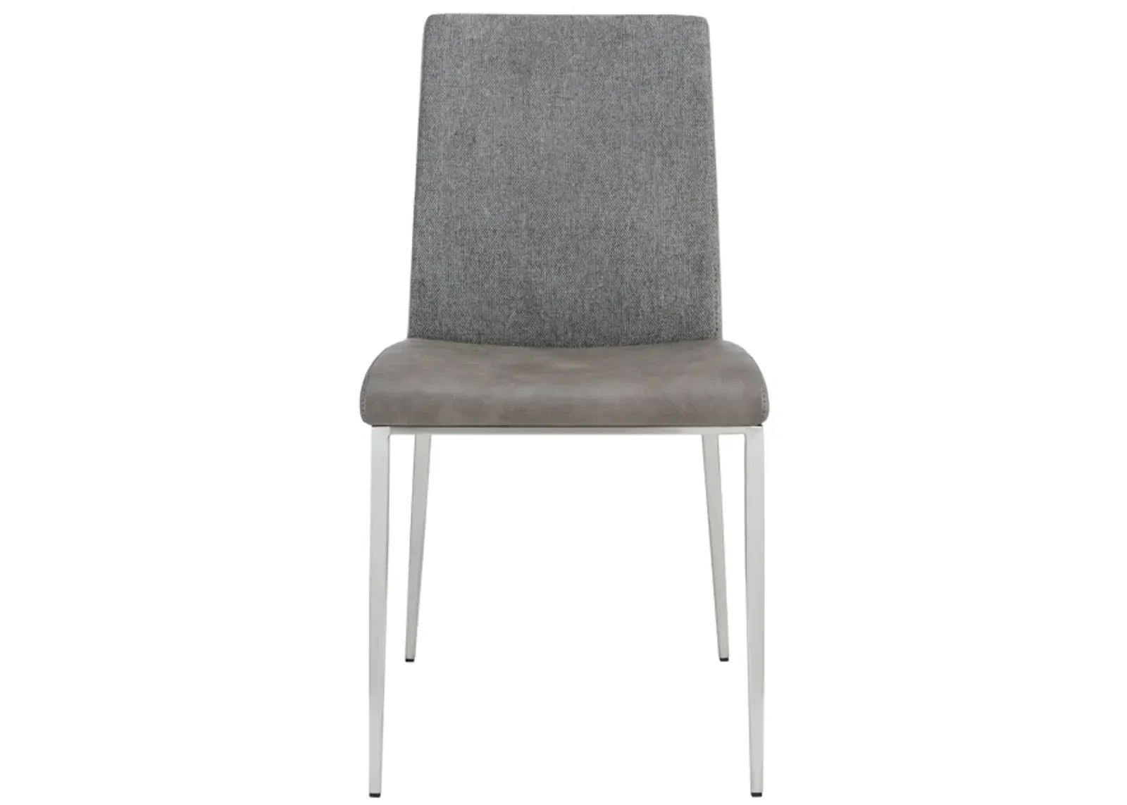 Rasmus Side Chair with Light Gray Seat and Back with Brushed Stainless Steel Legs - Set of 2