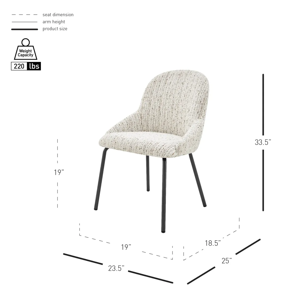 Katrisa KD Fabric Dining Side Chair, Zenith White