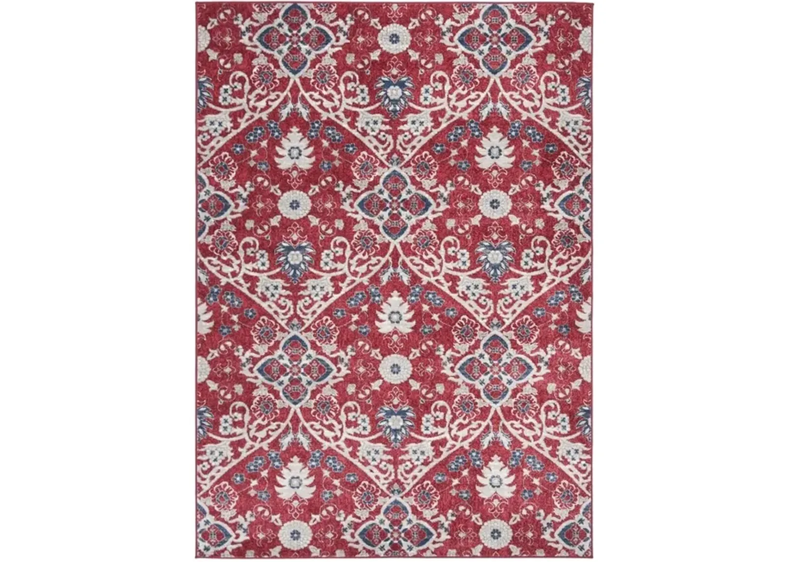 Brentwood 894 Red / Ivory 5'-3" X 7'-6" Medium Rectangle Powerloomed Rug