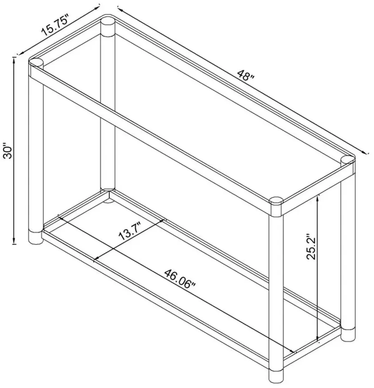 Anne Sofa Table with Lower Shelf Chrome and Clear