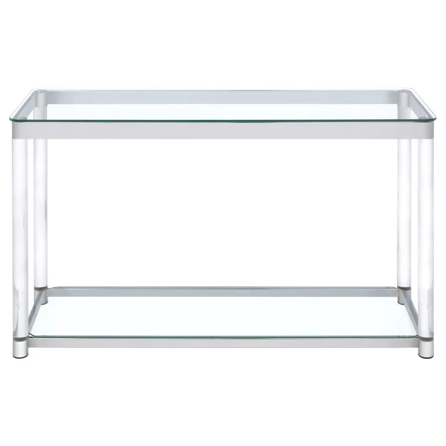 Anne Sofa Table with Lower Shelf Chrome and Clear