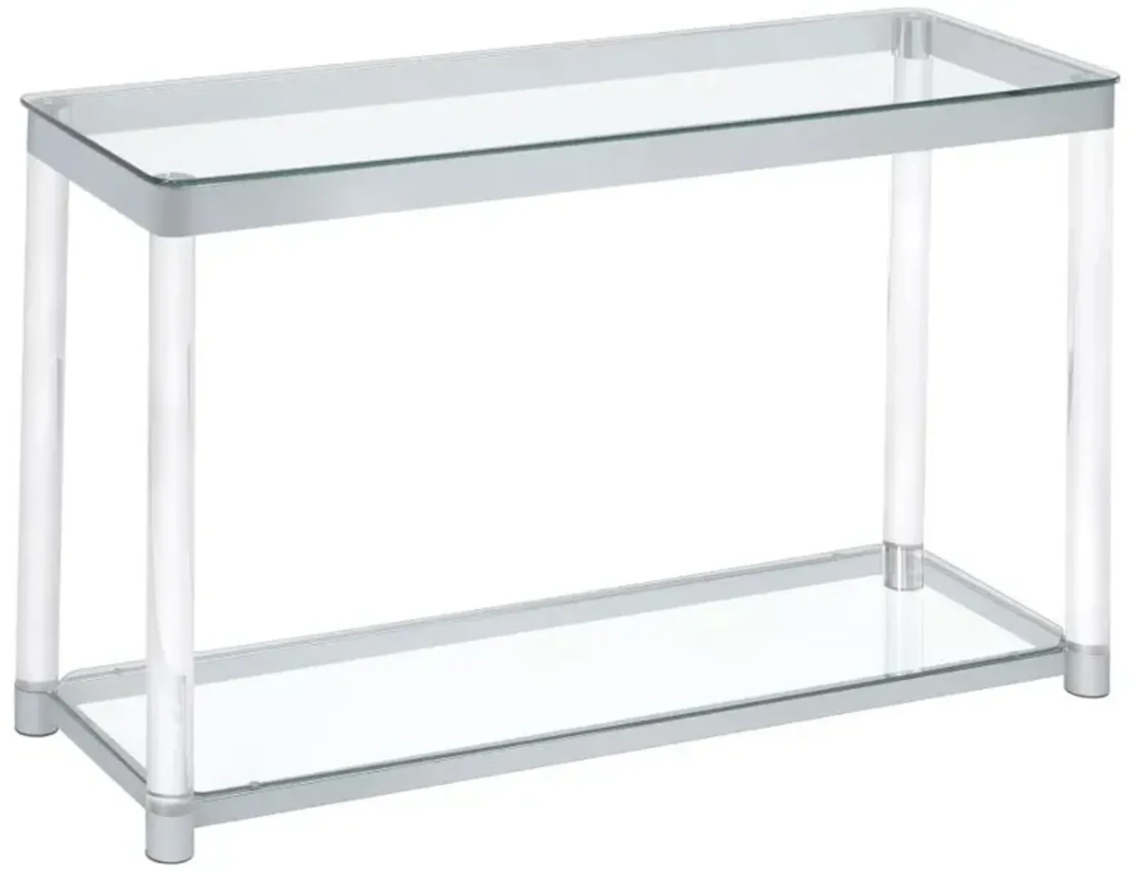 Anne Sofa Table with Lower Shelf Chrome and Clear