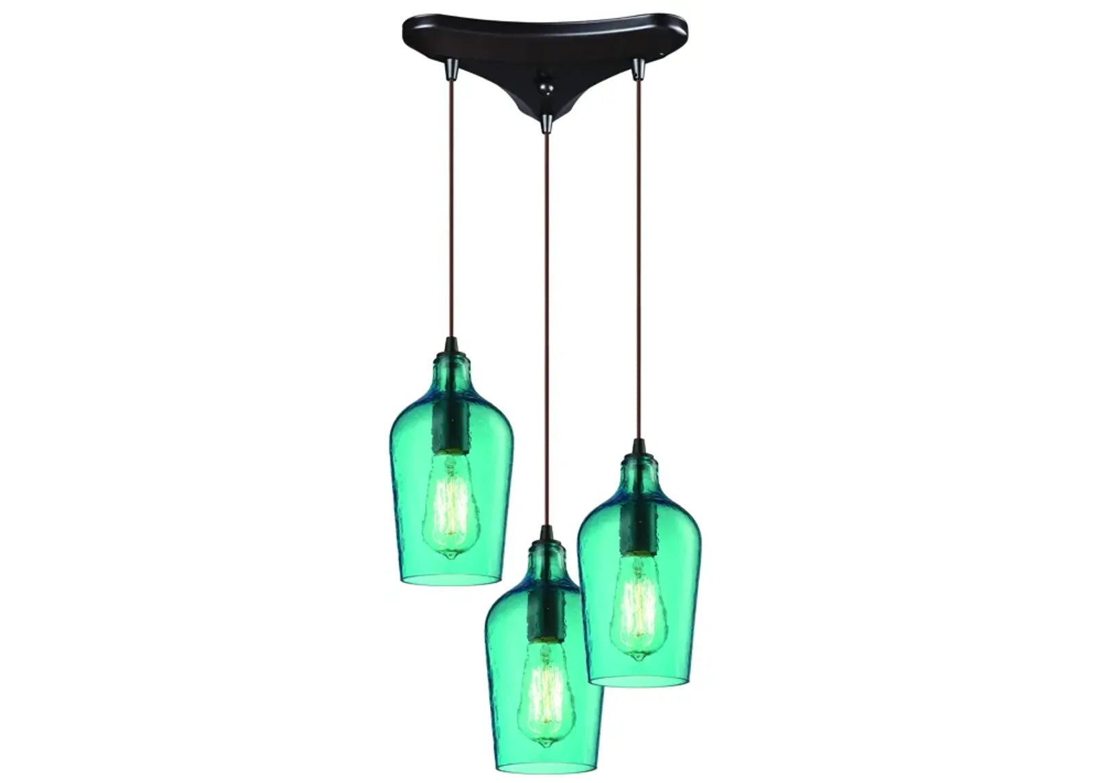 Hammered Glass Configurable Multi Pendant - Oil Rubbed Bronze