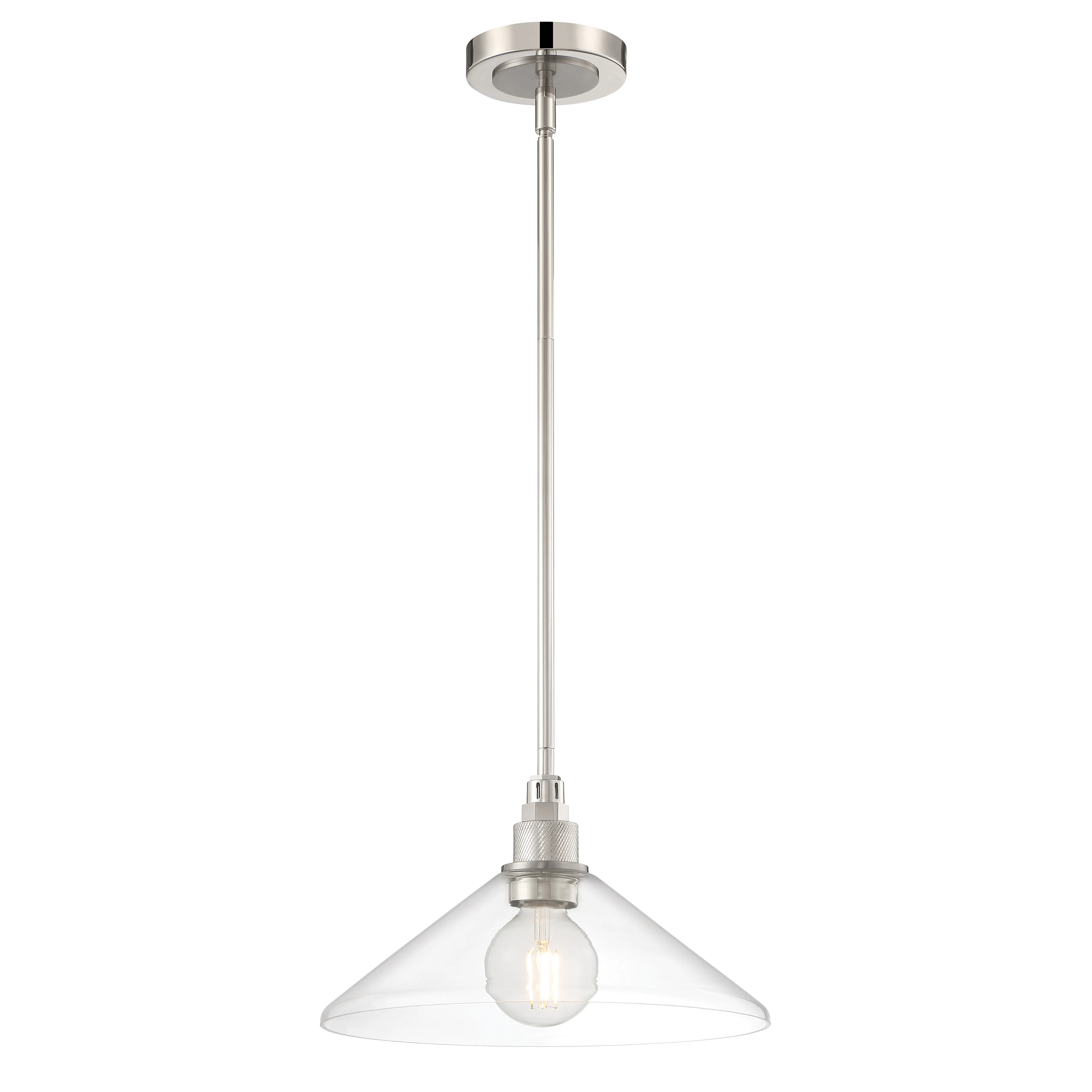 Charis Single Light Pendant - Polished Nickel with Brushed Nickel