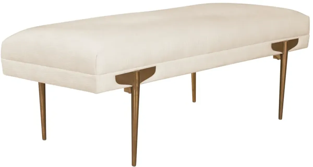 Brno White Waived Velvet Bench