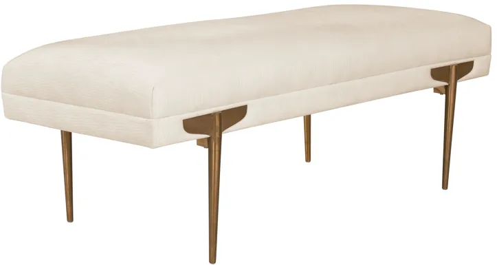 Brno White Waived Velvet Bench