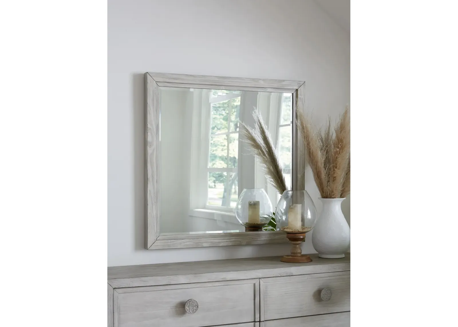 Boho Chic Plain Mirror in Washed White