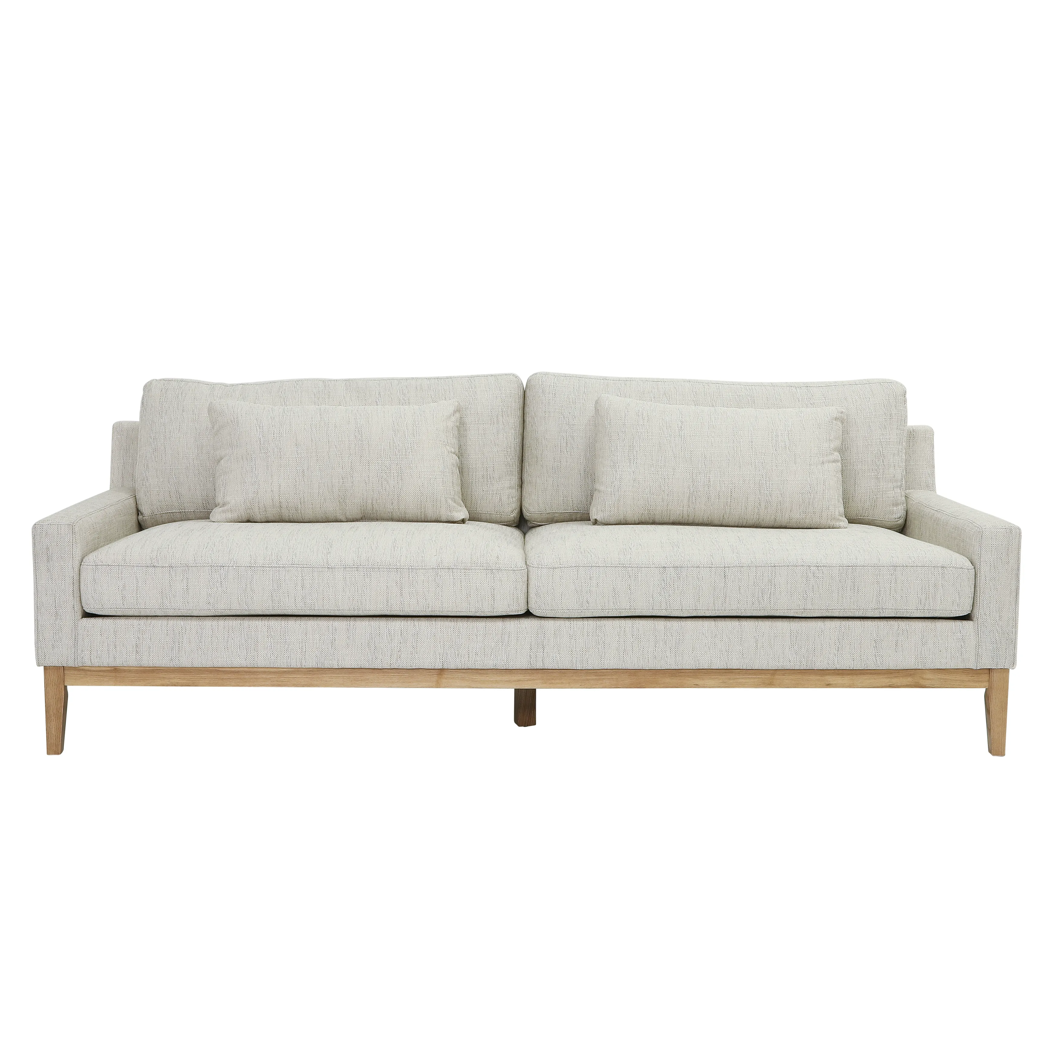 Wood, 3-seater  Bolstered Sofa, Beige