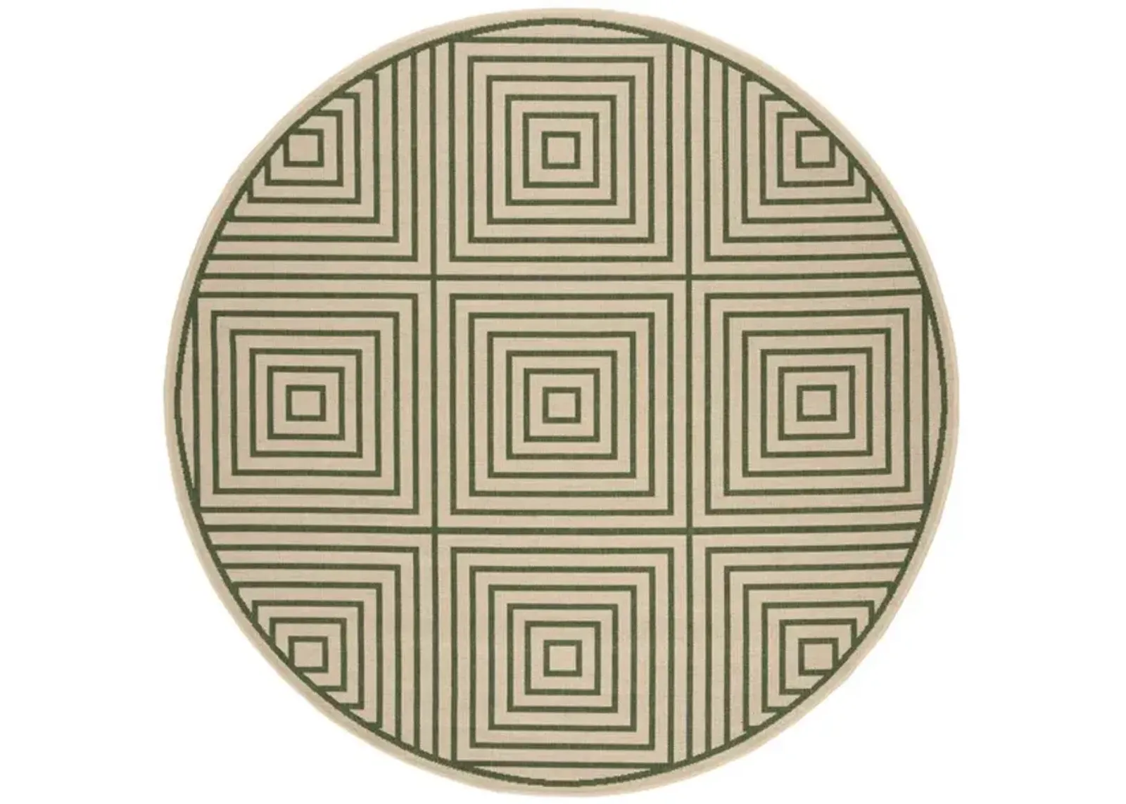 LINDEN 123 Collection LND123W-6R Cream / Green 6'-7" X 6'-7" Round