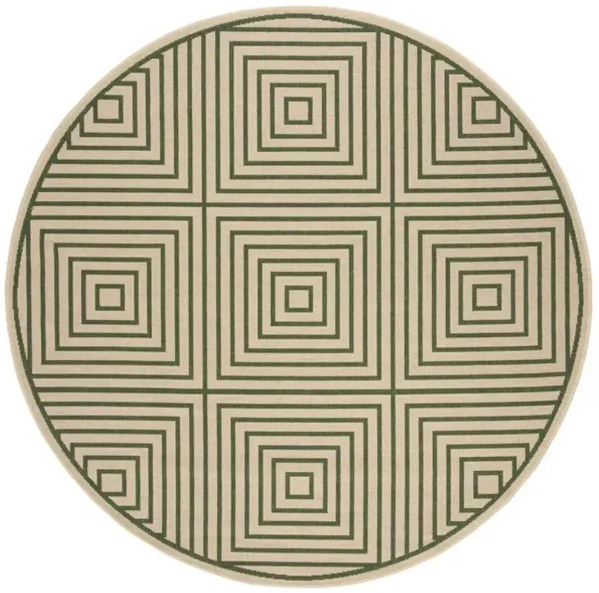 LINDEN 123 Collection LND123W-6R Cream / Green 6'-7" X 6'-7" Round