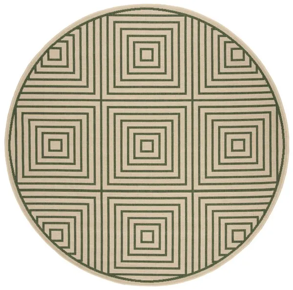 LINDEN 123 Collection LND123W-6R Cream / Green 6'-7" X 6'-7" Round