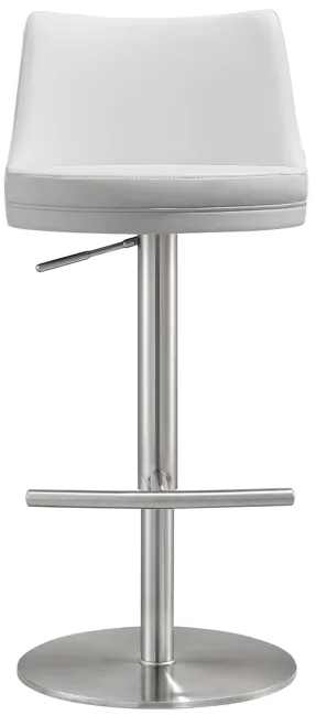 Reagan White and Silver Adjustable Stool