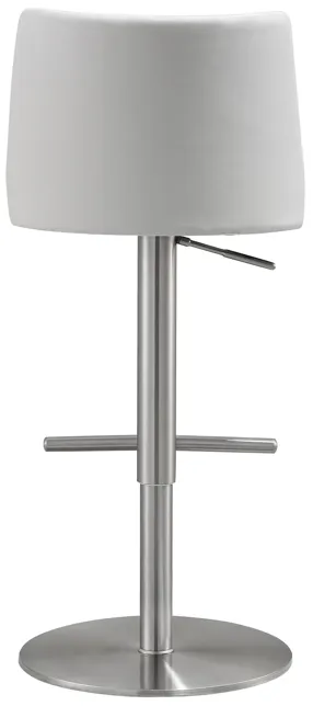 Reagan White and Silver Adjustable Stool