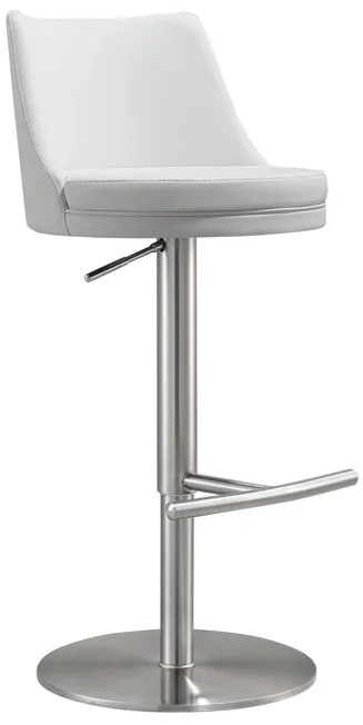 Reagan White and Silver Adjustable Stool