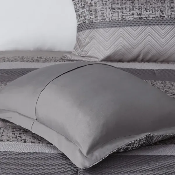 Madison Park Rhapsody Grey/Taupe 7 Piece Jacquard Comforter Set