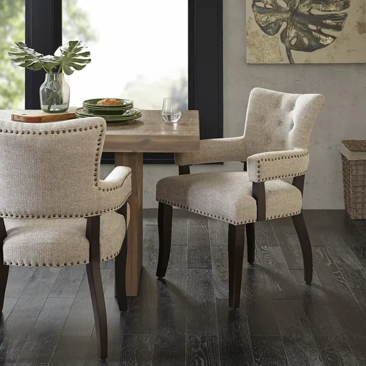 INK+IVY Brooklyn Cream Dining Arm Chair (Set of 2)