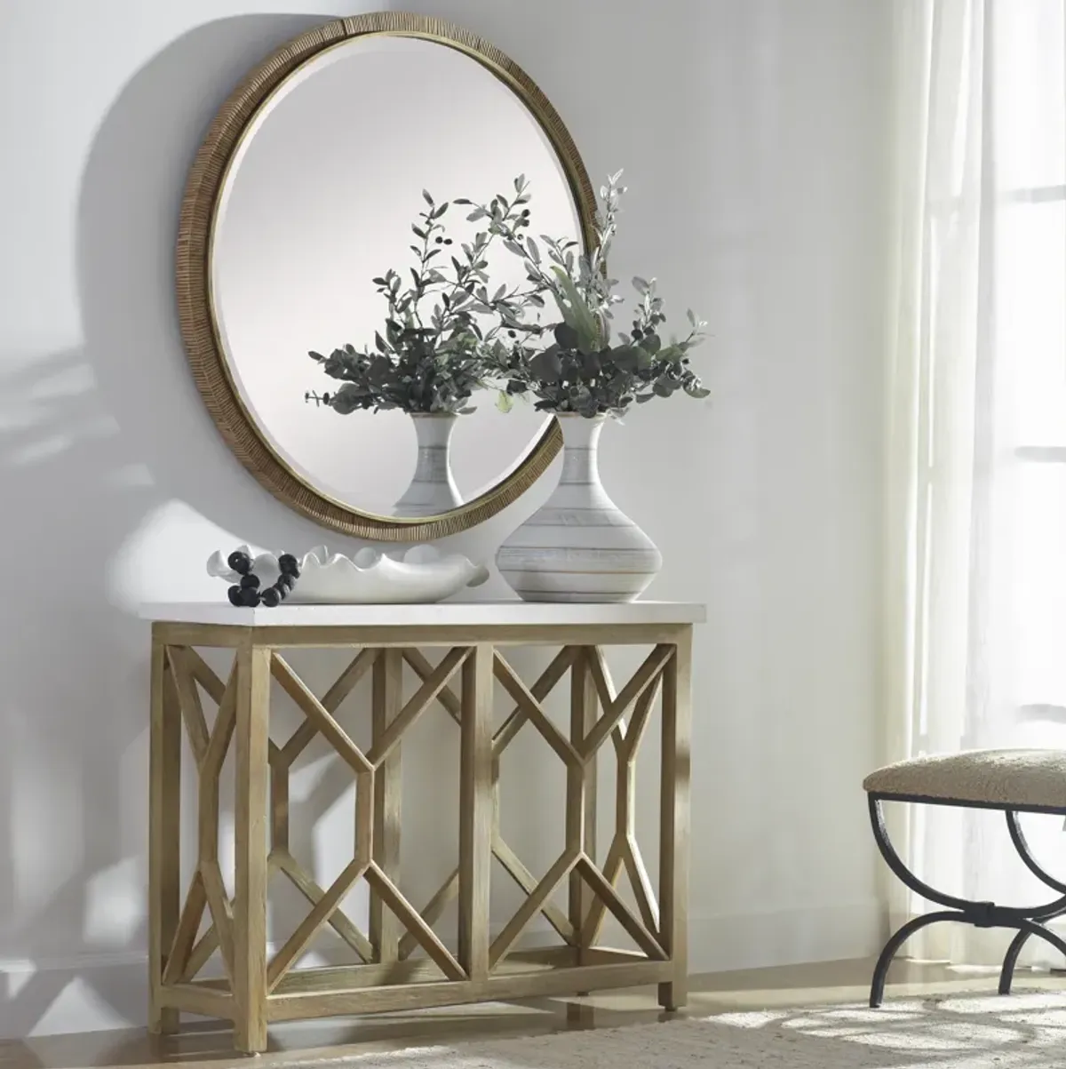 Catali Ivory Stone Console Table