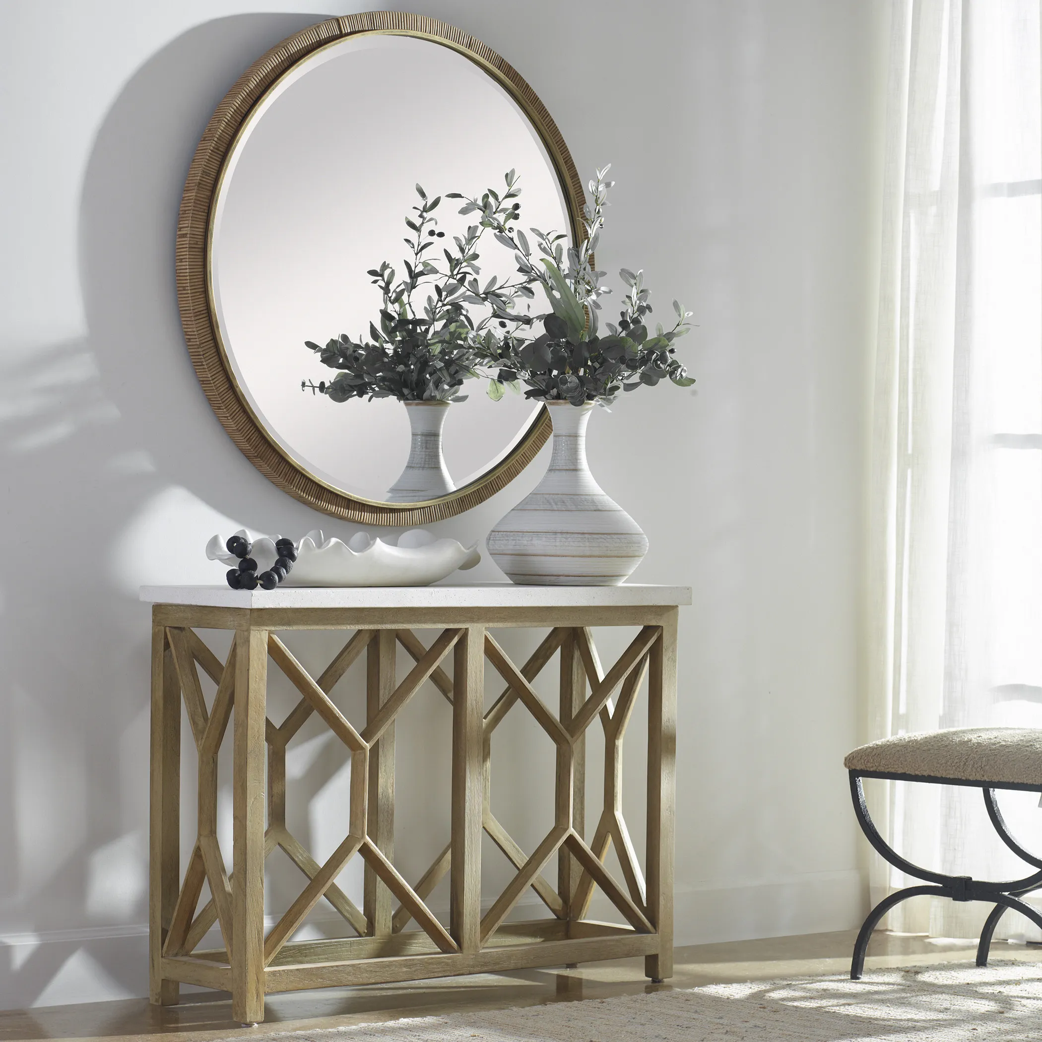 Catali Ivory Stone Console Table