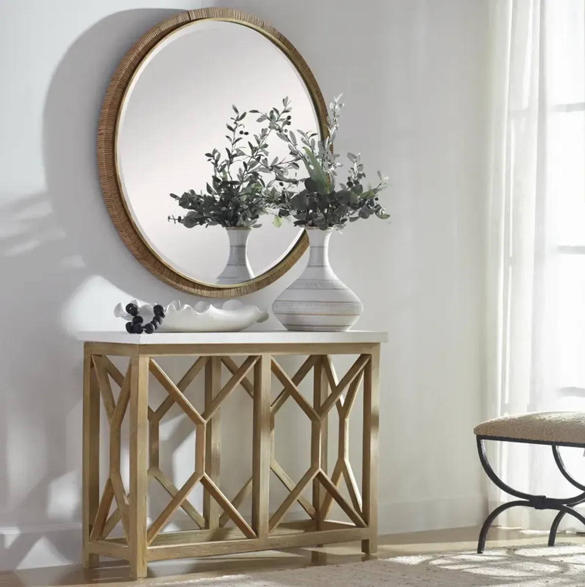 Catali Ivory Stone Console Table