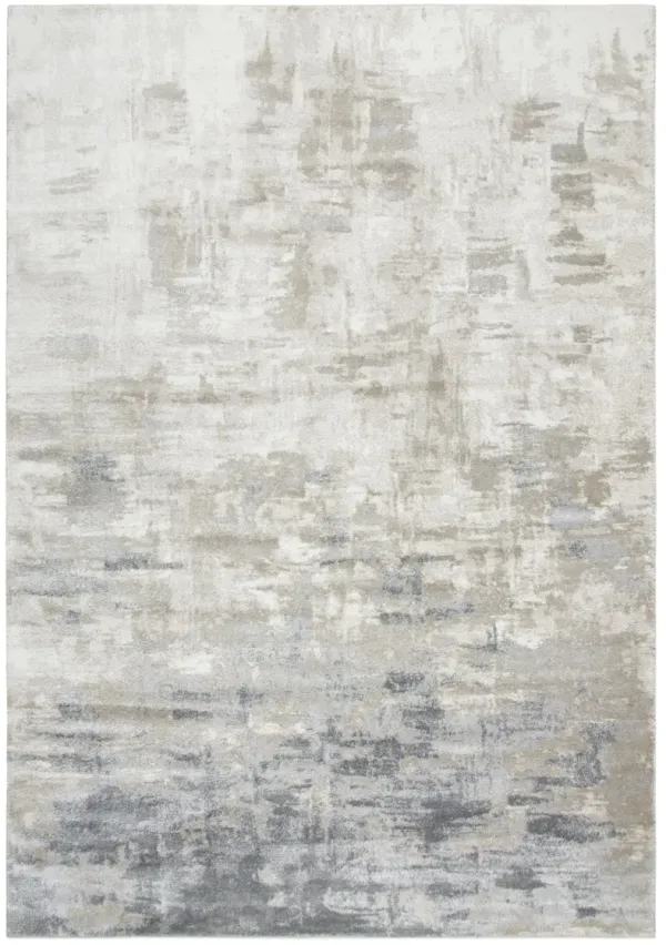Encore Beige Abstract Polypropylene 5'2" x 7'3" Rectangle Rug
