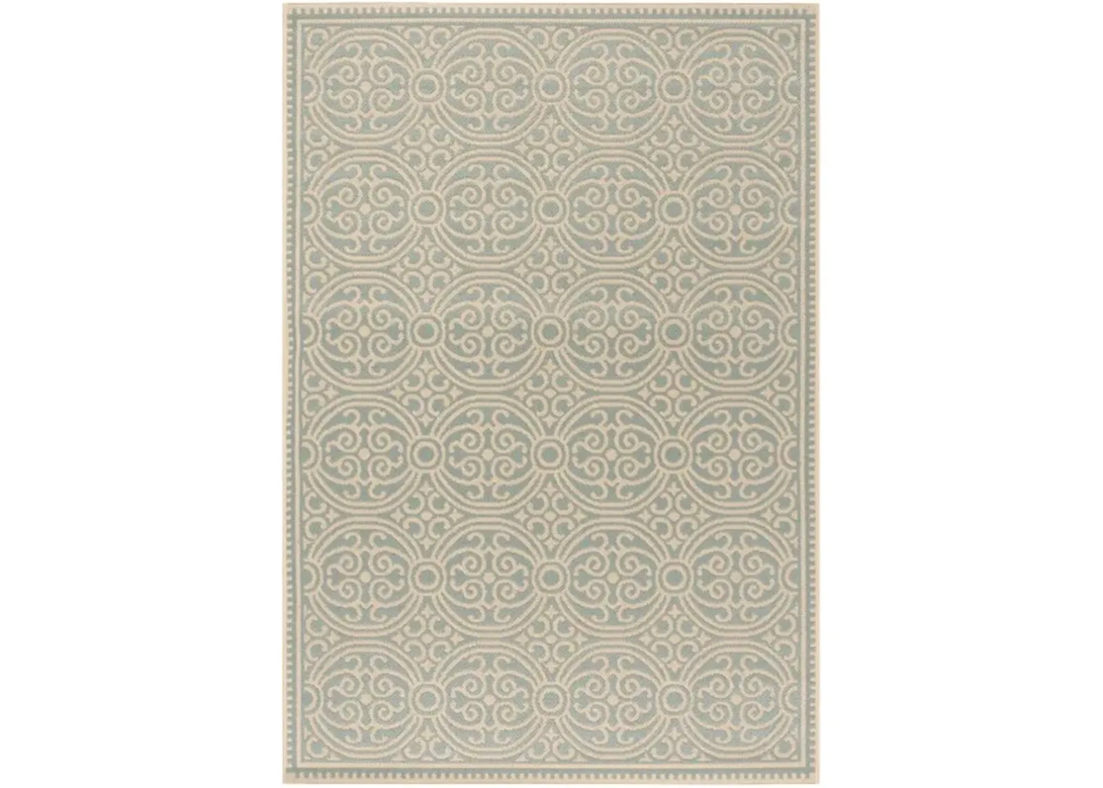 LINDEN 134 Collection LND134L-4 Cream / Aqua 4' X 6'