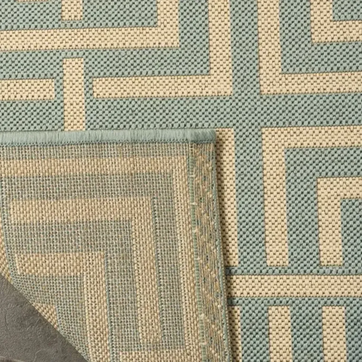 LINDEN 128 Collection LND128K-5 Aqua / Cream 5'-3" X 7'-6"