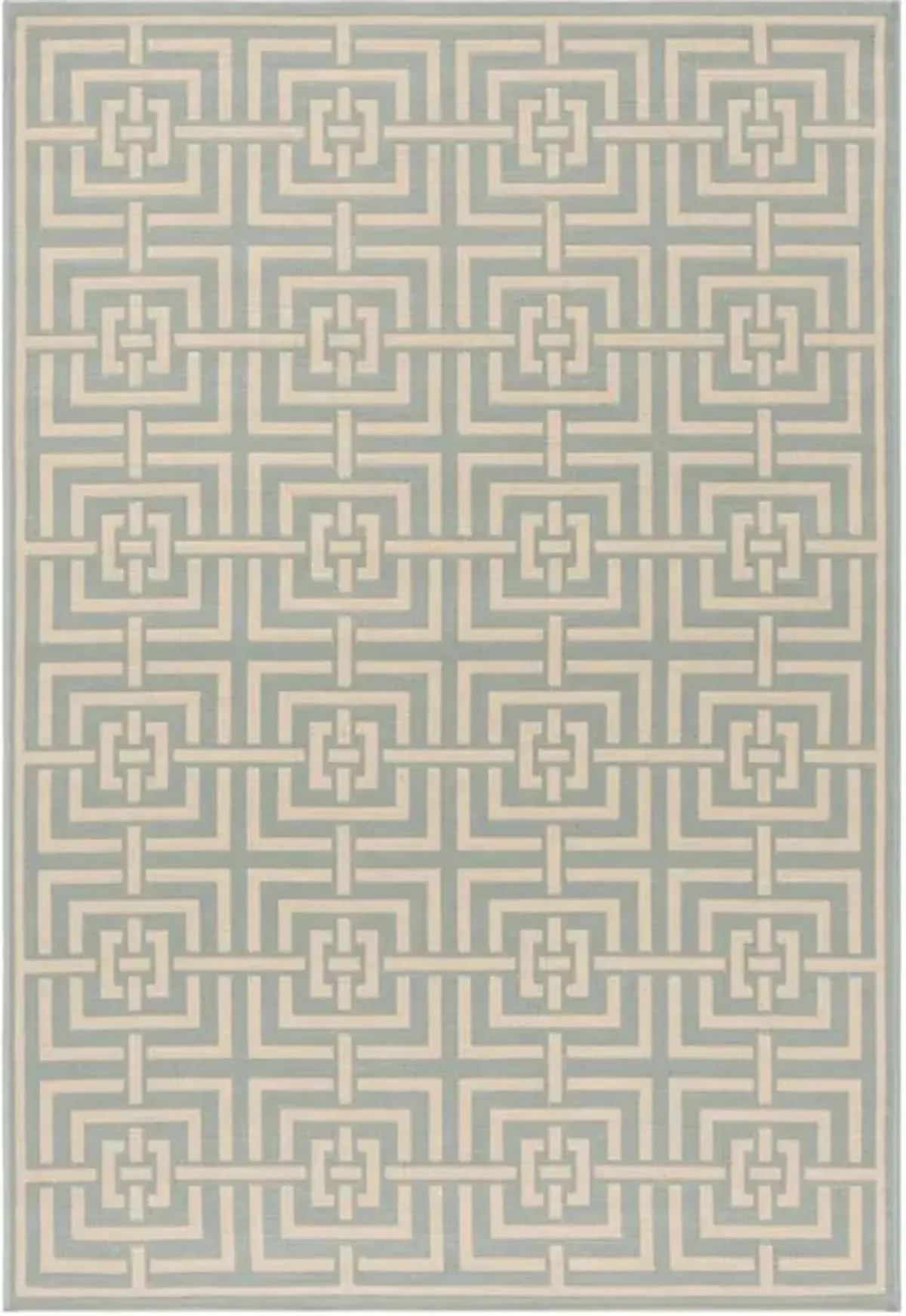 LINDEN 128 Collection LND128K-5 Aqua / Cream 5'-3" X 7'-6"