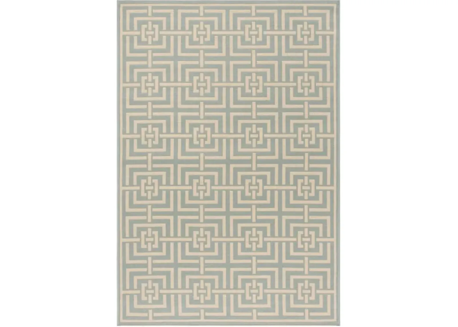 LINDEN 128 Collection LND128K-5 Aqua / Cream 5'-3" X 7'-6"