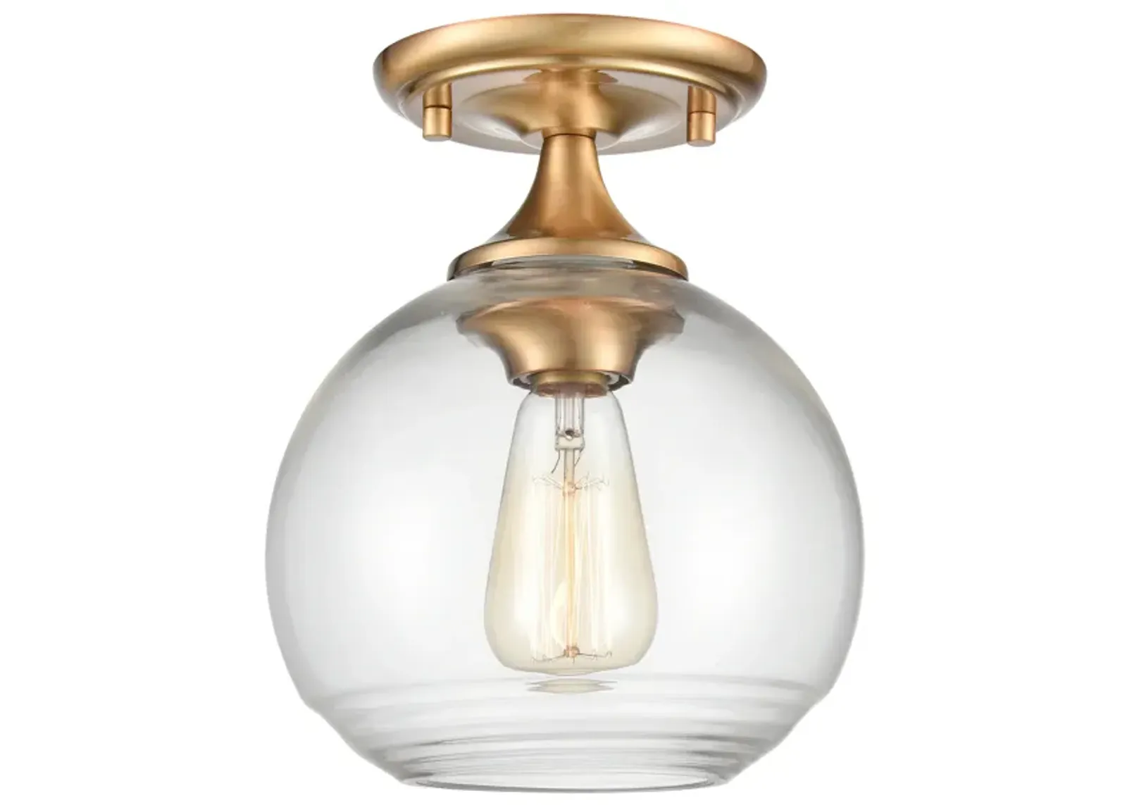 Angie 8" Wide 1-Light Semi Flush Mount - Satin Brass