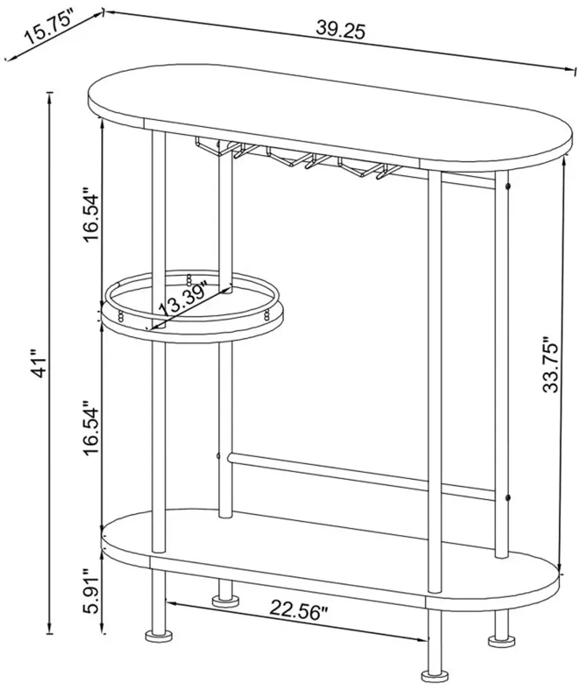 Ferguson 3-tier Bar Unit Black Nickel and Black Oak