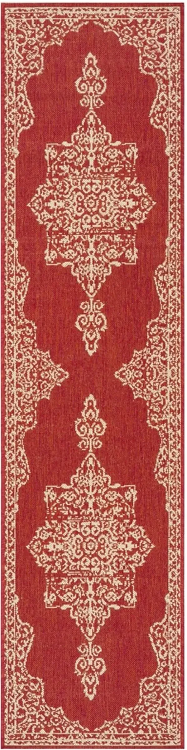 BEACH HOUSE 180 Red 2'-2' X 6' Runner Rug