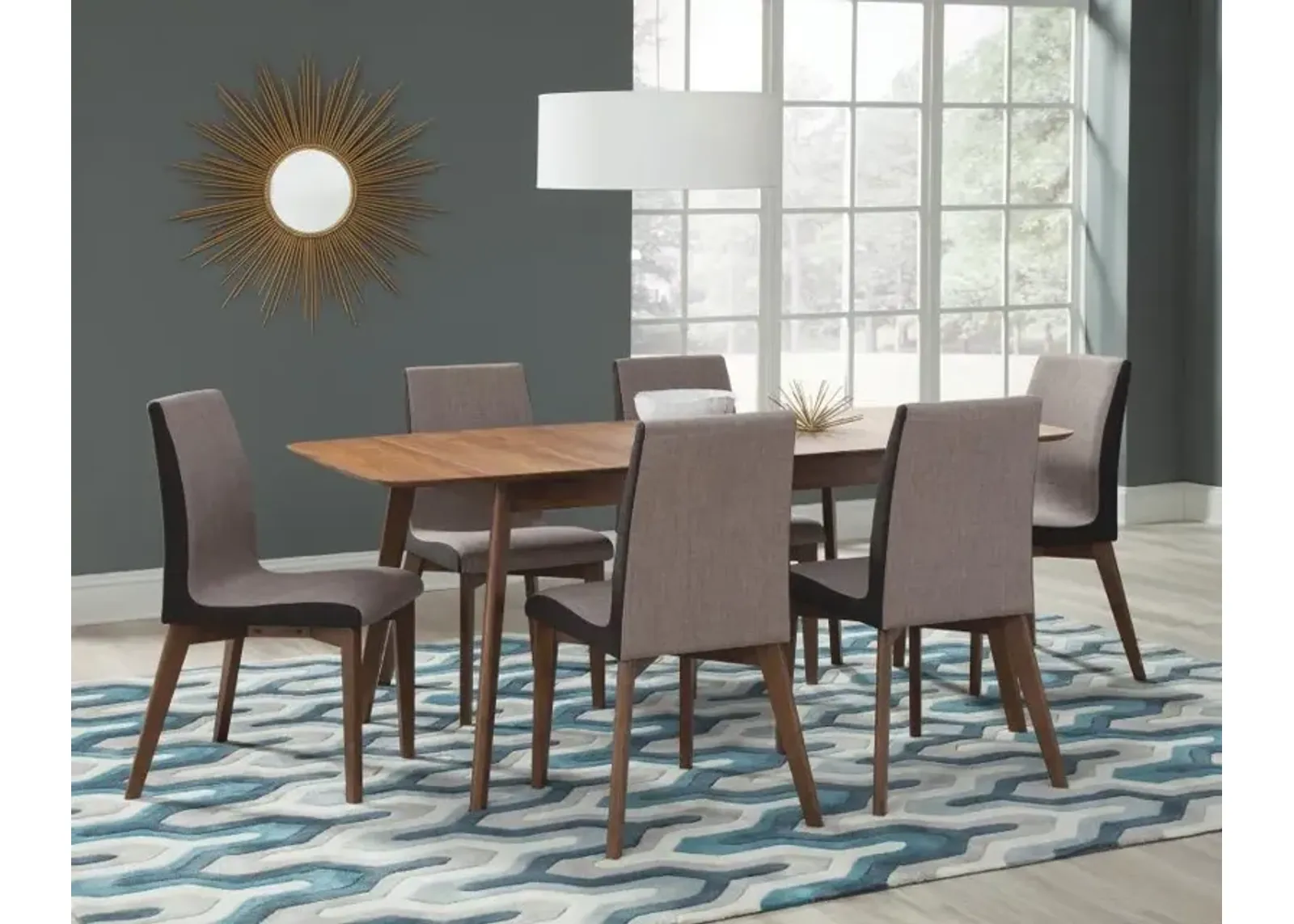 Redbridge 7-piece Dining Room Set Natural Walnut and Grey