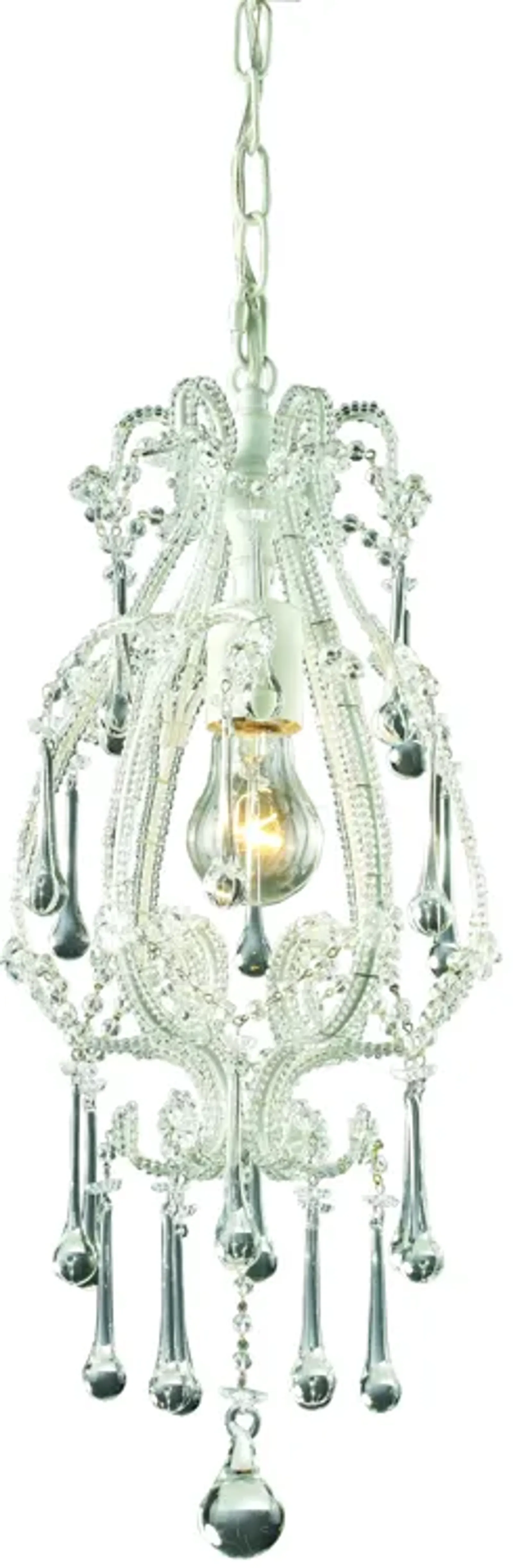 Opulence 8" Wide 1-Light Mini Pendant - Antique White