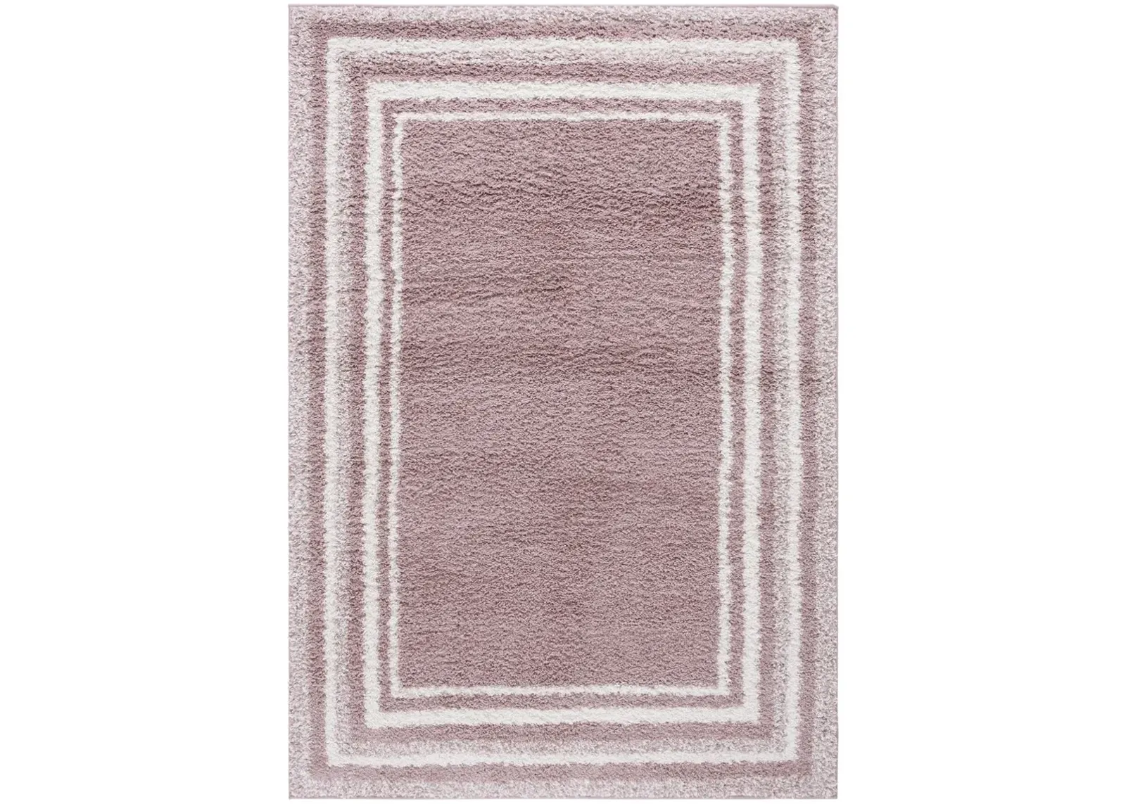 BORDER & STRIPE SHAG 251 Pink 4'-5' x 6'-5' Medium Rectangle Rug