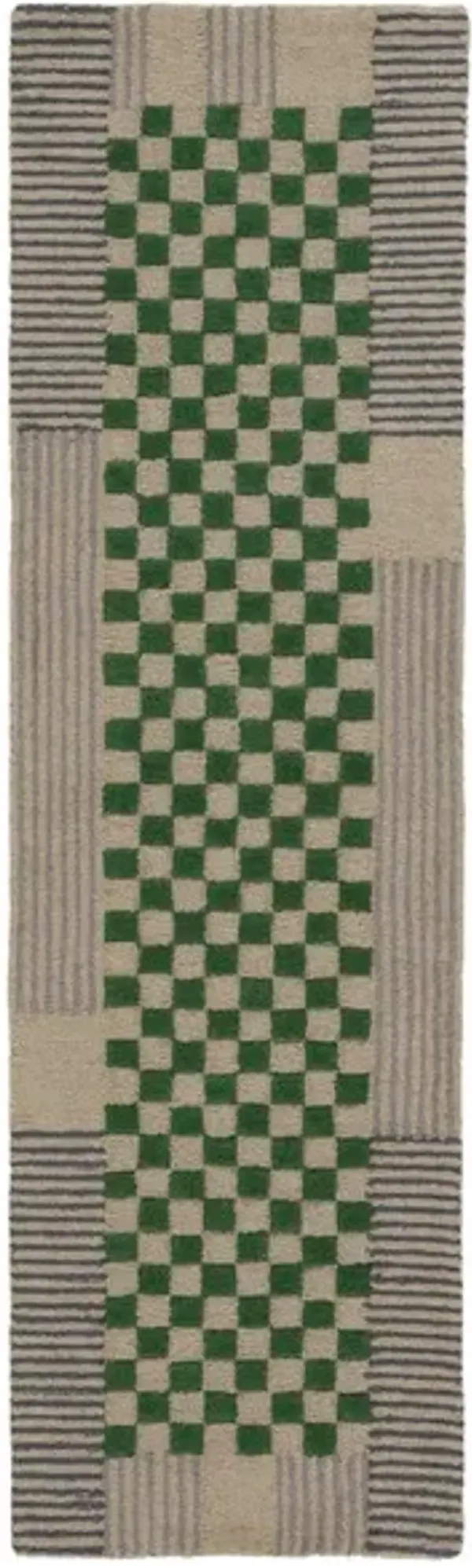 GENRE 207 CHECKERED Grey  2'-3' X 8' Runner Rug