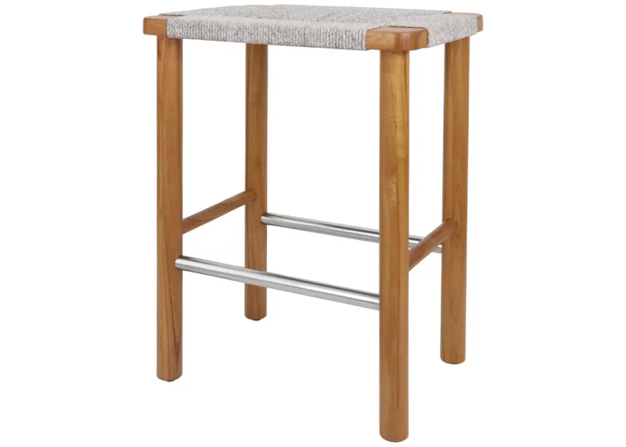 Elio Wood Counter Stool w/ Rope, Natural/Sand Lace 