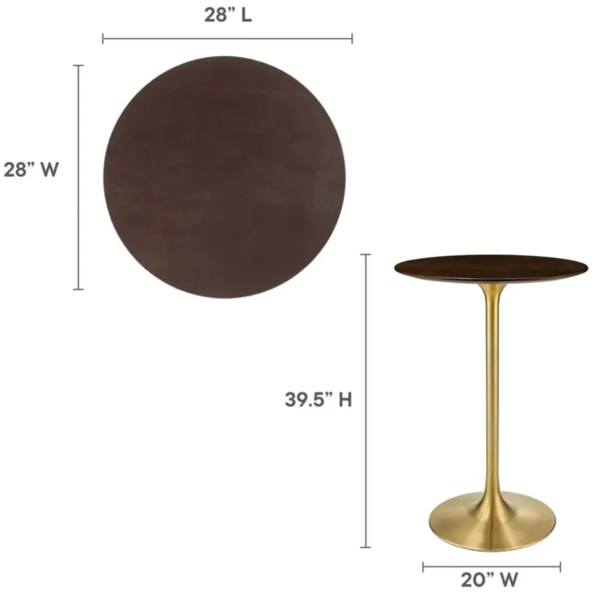 Lippa 28" Round Cherry Walnut Wood Grain Bar Table