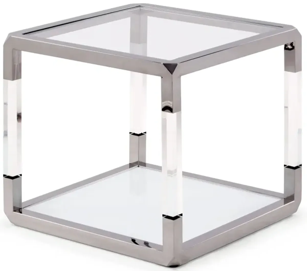 Jasper End Table in Acrylic/White Glass/PSS