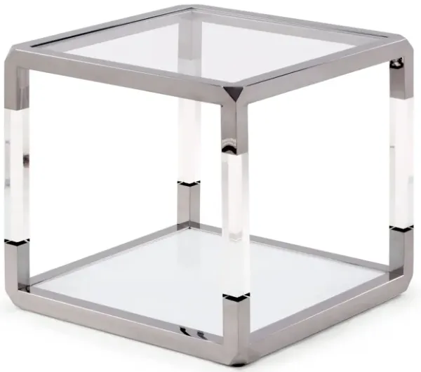 Jasper End Table In Acrylic/white Glass/pss