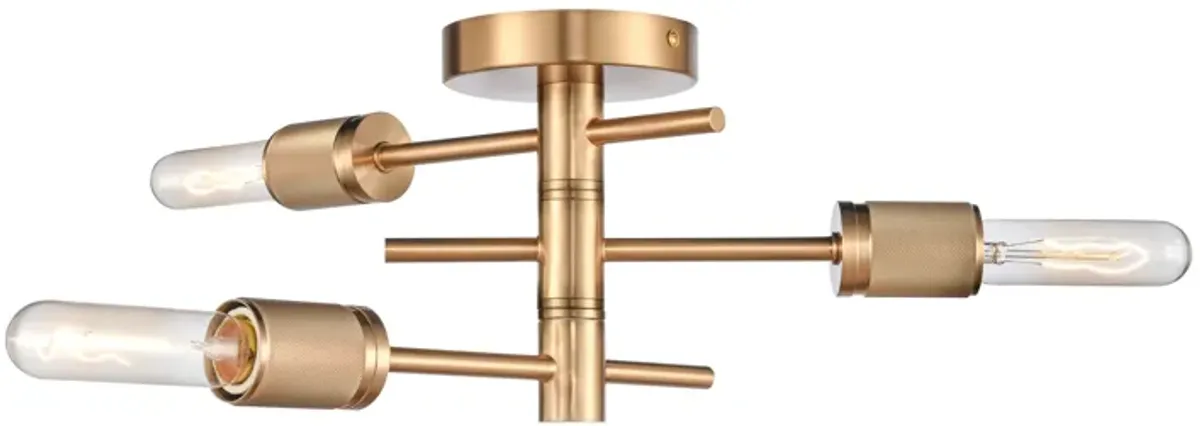 Module 15" Wide 3-Light Semi Flush Mount - Burnished Brass