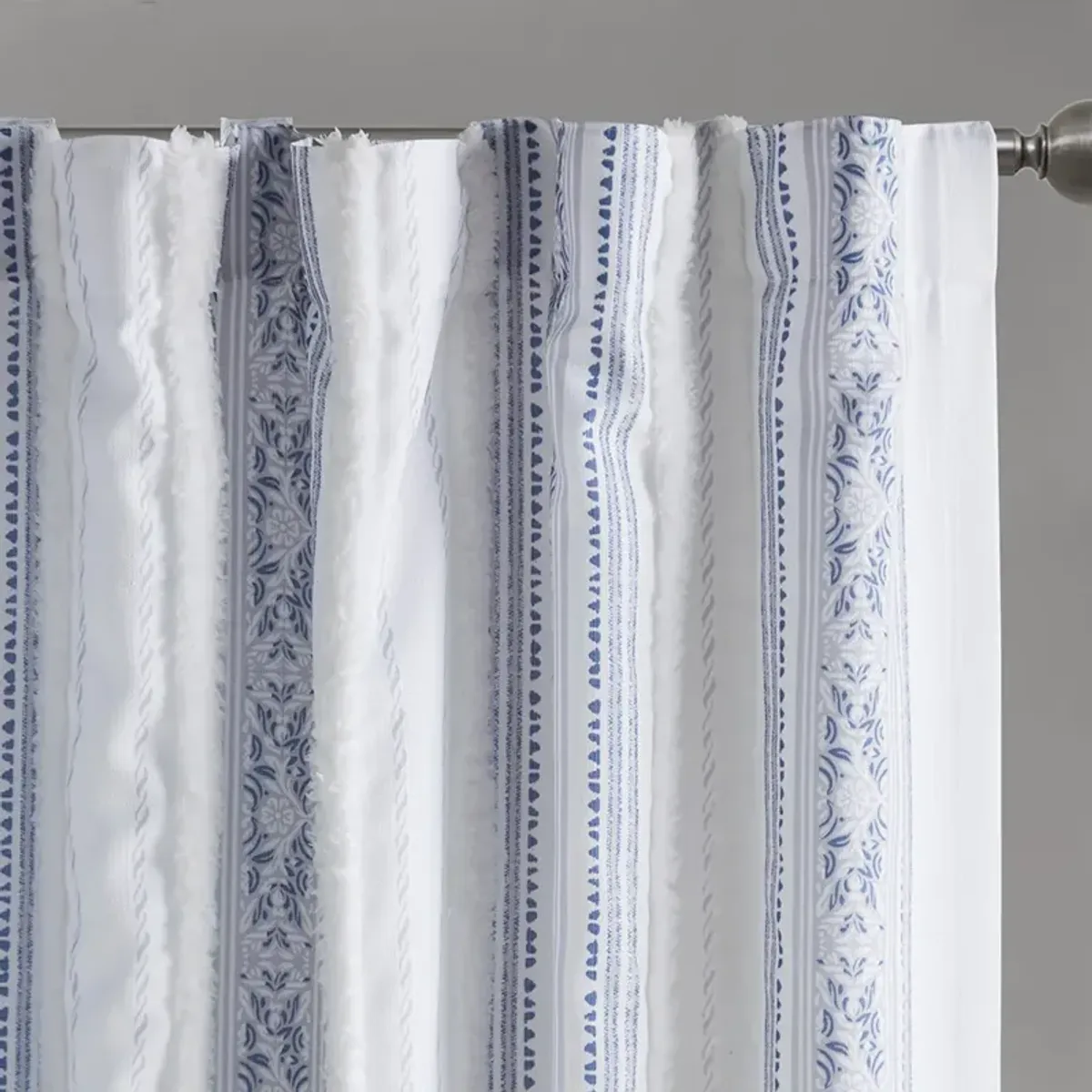 Poly Printed Curtain Panel with Tufted Stripe and Lining